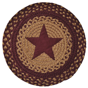 Set of 4 Burgundy Star Braided Mat - 15